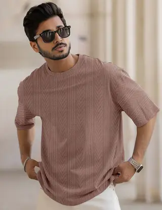 Men Solid Round Neck Polyester Brown T-Shirt